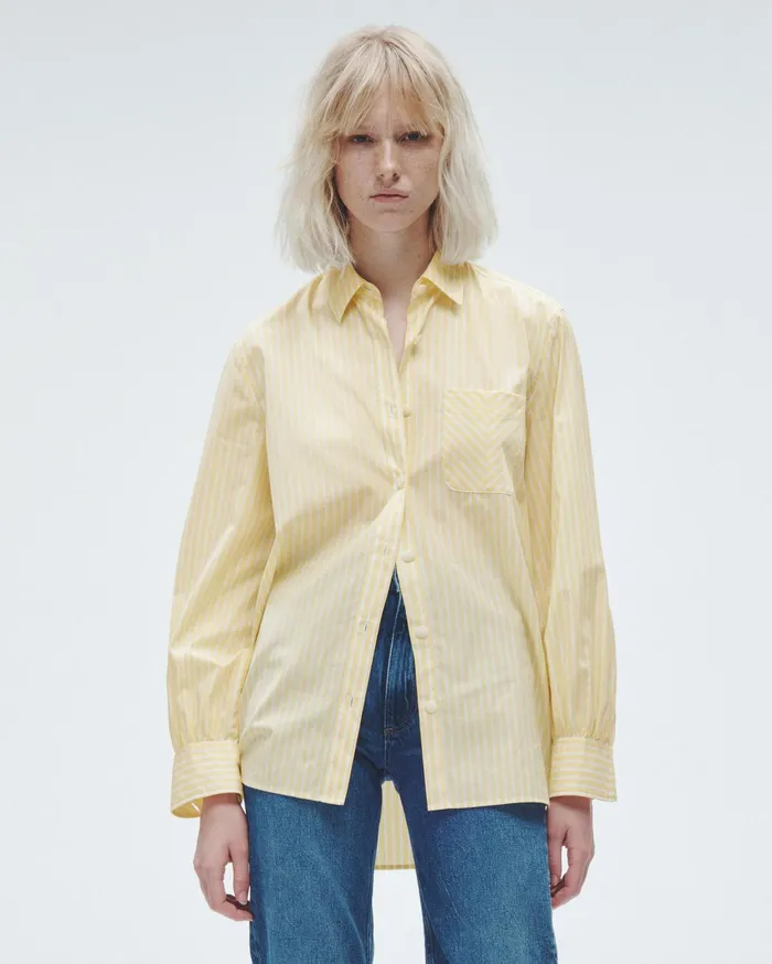 Women Rag and Bone Tops Maxine Cotton Poplin Shirt Yellow Stripe Women Rag and Bone Tops Maxine Cotton Poplin Shirt Yellow Stripe