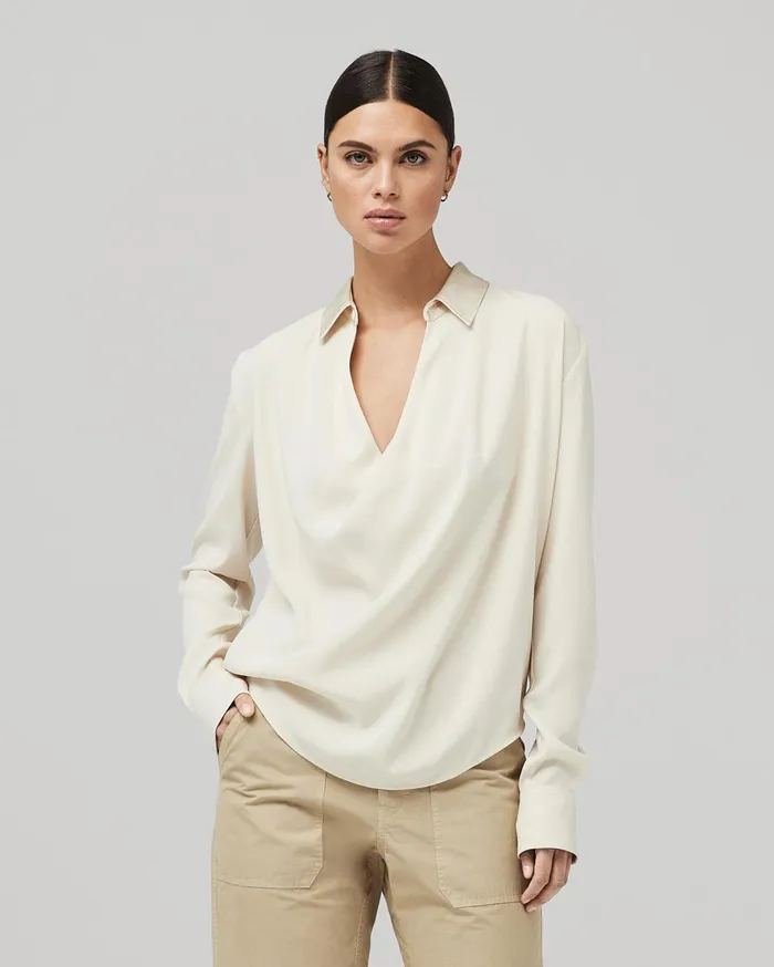 Women Rag and Bone Tops Phillipa Satin Blouse Ivory