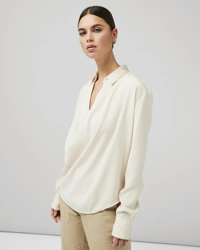 Women Rag and Bone Tops Phillipa Satin Blouse Ivory Women Rag and Bone Tops Phillipa Satin Blouse Ivory