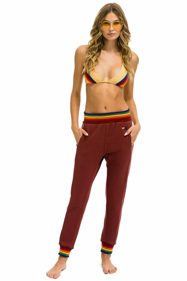 Women RAINBOW RIB POCKET SWEATPANTS 8211 CLARET Aviator Nation Sweatpants
