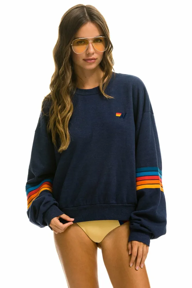 Women RAINBOW STITCH CREW SWEATSHIRT RELAXED 8211 NAVY 2 Aviator Nation UnisexCrewSweatshirt Women RAINBOW STITCH CREW SWEATSHIRT RELAXED 8211 NAVY 2 Aviator Nation UnisexCrewSweatshirt