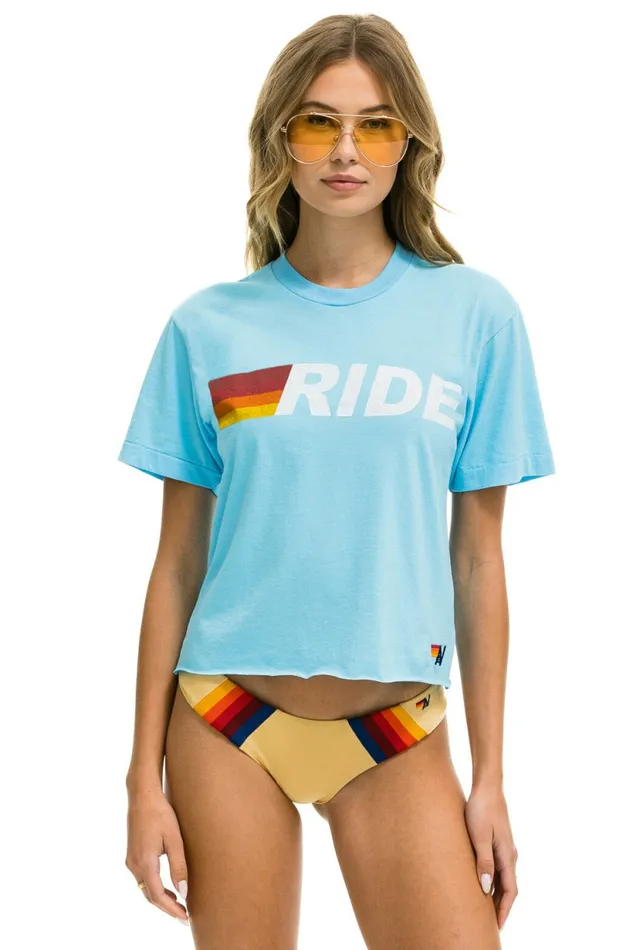 Women RIDE LOGO BOYFRIEND TEE 8211 SKY Aviator Nation UnisexTees