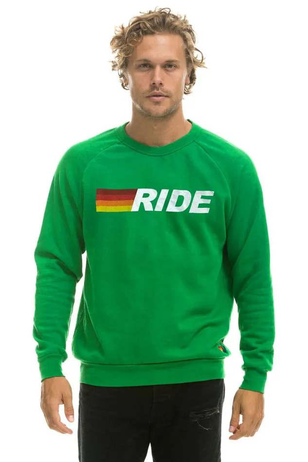 Women RIDE LOGO WHITE CREW SWEATSHIRT 8211 KELLY GREEN Aviator Nation UnisexCrewSweatshirt Women RIDE LOGO WHITE CREW SWEATSHIRT 8211 KELLY GREEN Aviator Nation UnisexCrewSweatshirt