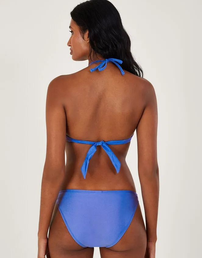 Women Ring Detail Plain Bikini Bottoms With Recycled Polyester Blue Monsoon Beachwear and Swimwear