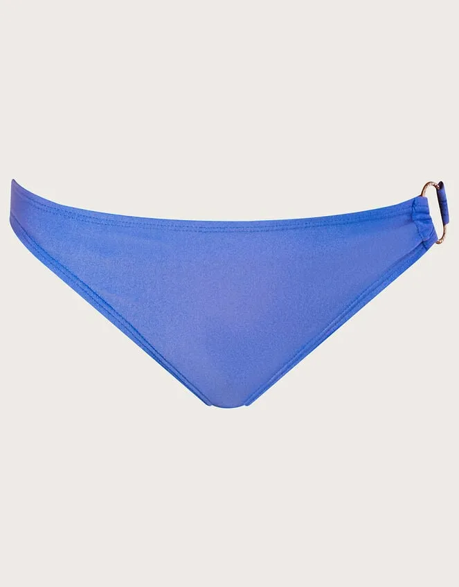 Women Ring Detail Plain Bikini Bottoms With Recycled Polyester Blue Monsoon Beachwear and Swimwear