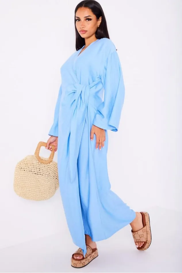 Women Robe Bleue Empicement Superpos Nou Blue Brentiny Paris Short Dresses