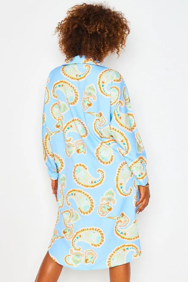 Women Robe Chemise Bleue Imprim Paisley Cachemire Blue Brentiny Paris Shirts and Blouses Women Robe Chemise Bleue Imprim Paisley Cachemire Blue Brentiny Paris Shirts and Blouses
