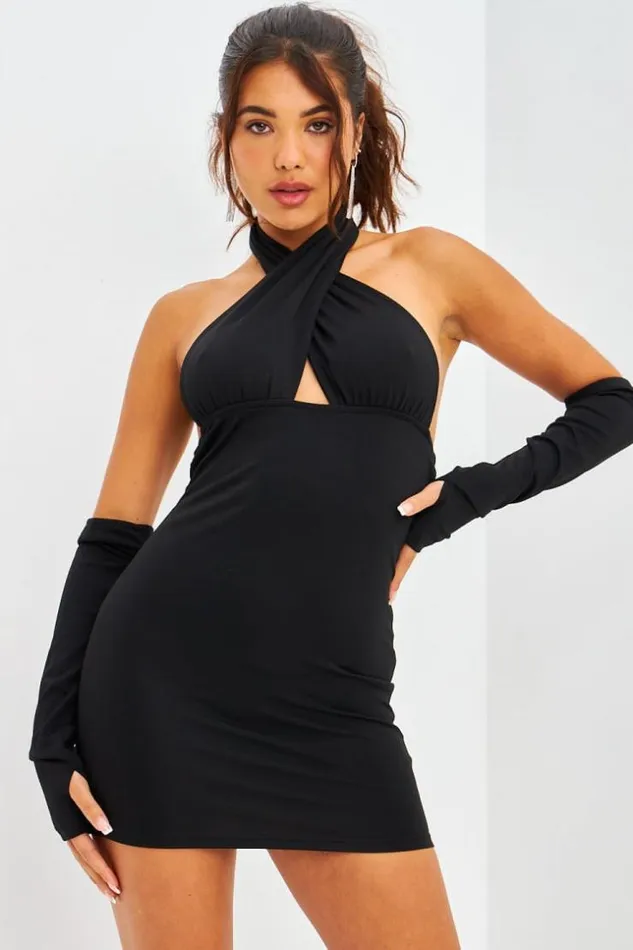 Women Robe Courte Noire Dos Nu Avec Mitaines Brentiny Paris Ceremonial Outfits Women Robe Courte Noire Dos Nu Avec Mitaines Brentiny Paris Ceremonial Outfits