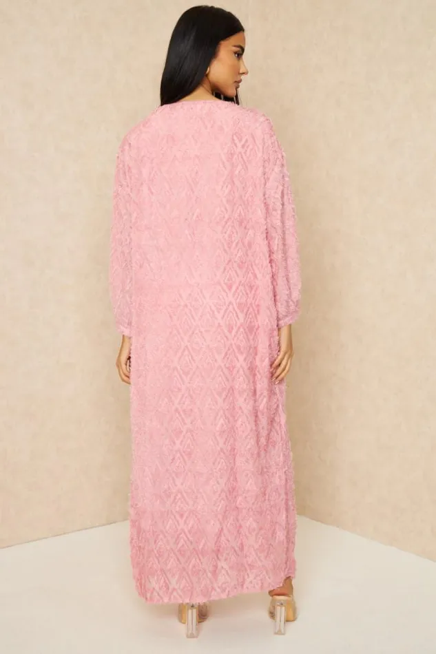 Women Robe Gilet Longue Duveteuse Rose Pink Brentiny Paris Cardigans