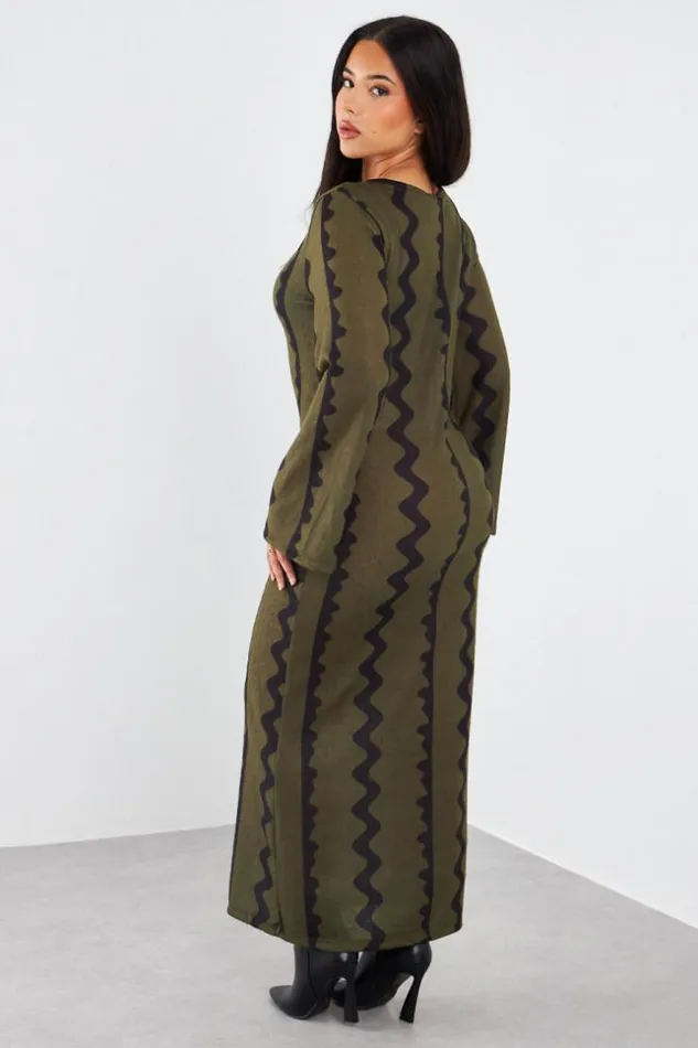 Women Robe Longue Kaki Et Noire Vagues Khaki Brentiny Paris Short Dresses