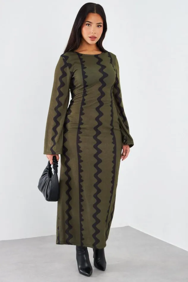 Women Robe Longue Kaki Et Noire Vagues Khaki Brentiny Paris Short Dresses