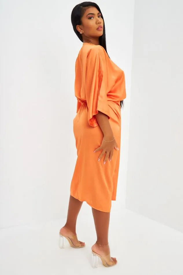 Women Robe MiLongue Orange Satine Et Drape Orange Brentiny Paris Satin Dresses Women Robe MiLongue Orange Satine Et Drape Orange Brentiny Paris Satin Dresses