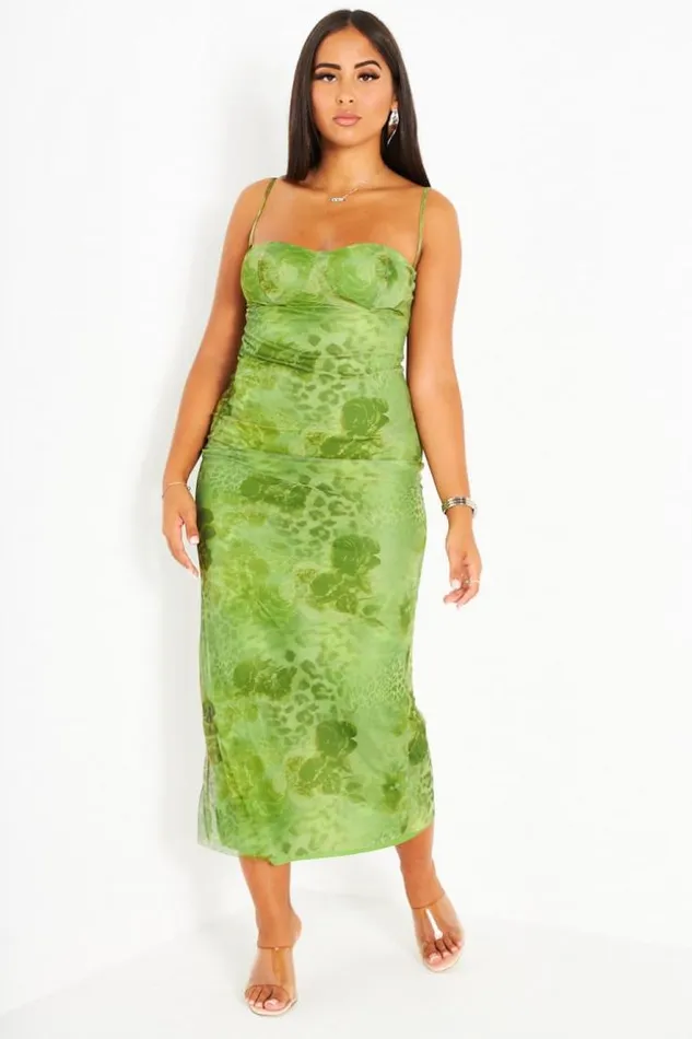 Women Robe Verte A Bretelles En Voile Motif Green Brentiny Paris Short Dresses Women Robe Verte A Bretelles En Voile Motif Green Brentiny Paris Short Dresses