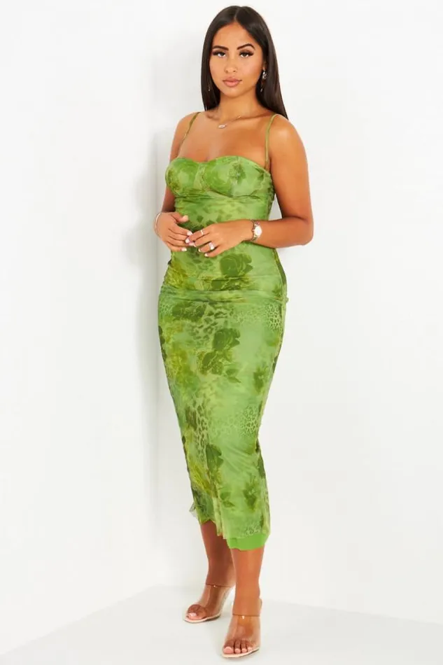 Women Robe Verte A Bretelles En Voile Motif Green Brentiny Paris Short Dresses Women Robe Verte A Bretelles En Voile Motif Green Brentiny Paris Short Dresses