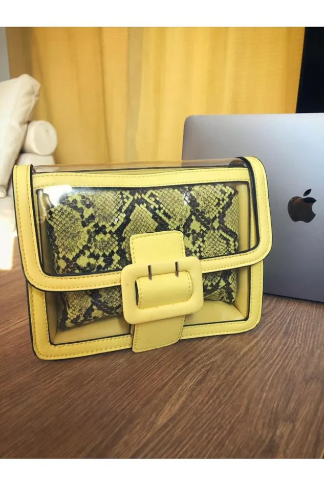 Women Sac Cartable Rouge Texture Crocodile Yellow Brentiny Paris Bags