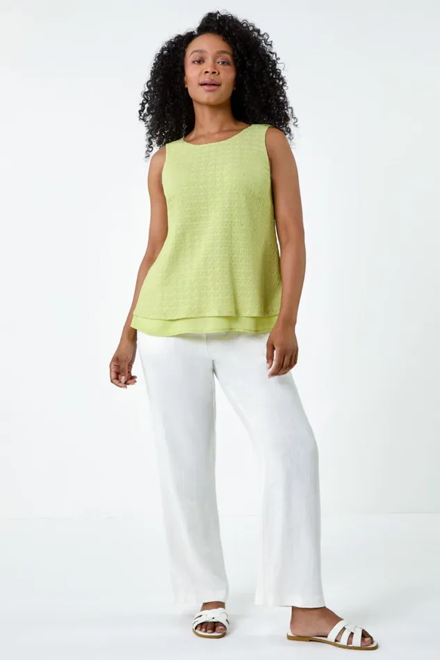Women Sage Petite Double Layer Knit Stretch Top Roman Tops