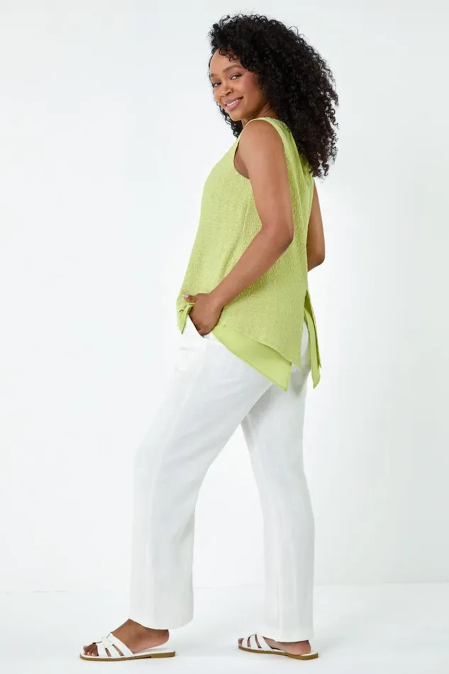 Women Sage Petite Double Layer Knit Stretch Top Roman Tops
