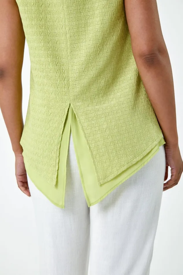 Women Sage Petite Double Layer Knit Stretch Top Roman Tops