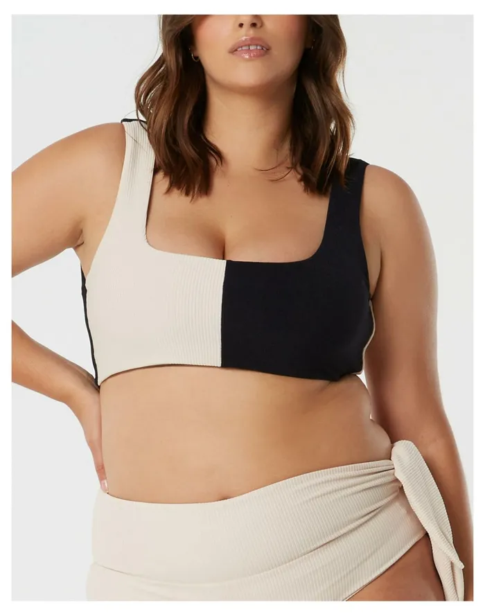 Women SAINT SOMEBODY Mystery Of Love Textured Bikini Top Black Madewell Swim