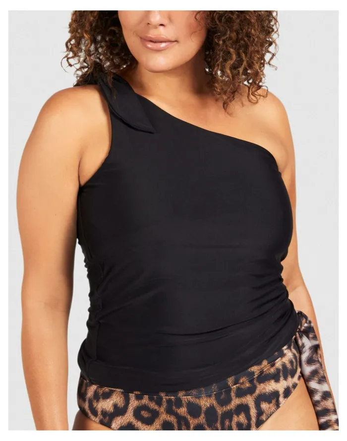 Women SAINT SOMEBODY The Way She Moves One Shoulder Singlet Top Black Madewell Swim