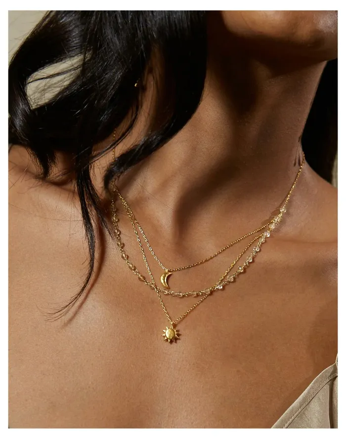 Women Satya Jewelry Cast A Light Sun Moon and Citrine Triple Necklace Gold Madewell Necklaces Women Satya Jewelry Cast A Light Sun Moon and Citrine Triple Necklace Gold Madewell Necklaces