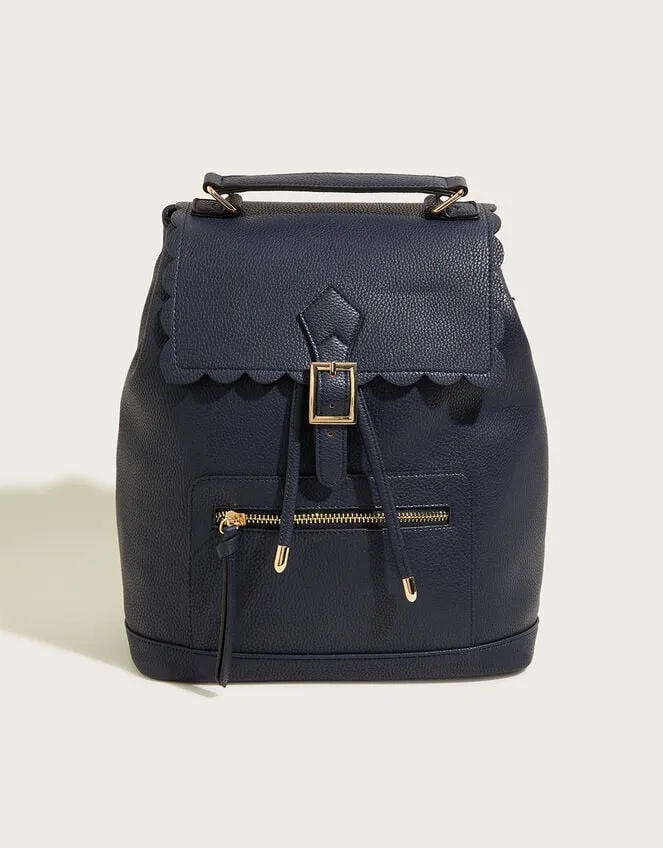 Women Scallop Backpack Blue Monsoon Bags and Purses