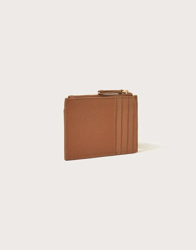 Women Scallop Leather Card Holder Tan Monsoon Bags and Purses