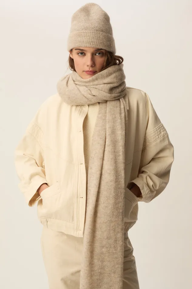 Women Scarf Canela Granite charpe Super Mohair Gris Chin Des Petits Hauts Scarves and Beanies