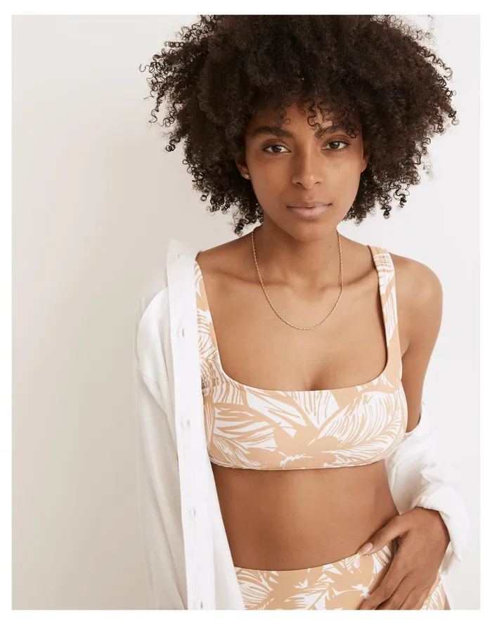 Women Second Wave Balconette Bikini Top In Palm Leaves Earthen Sand Madewell Swim