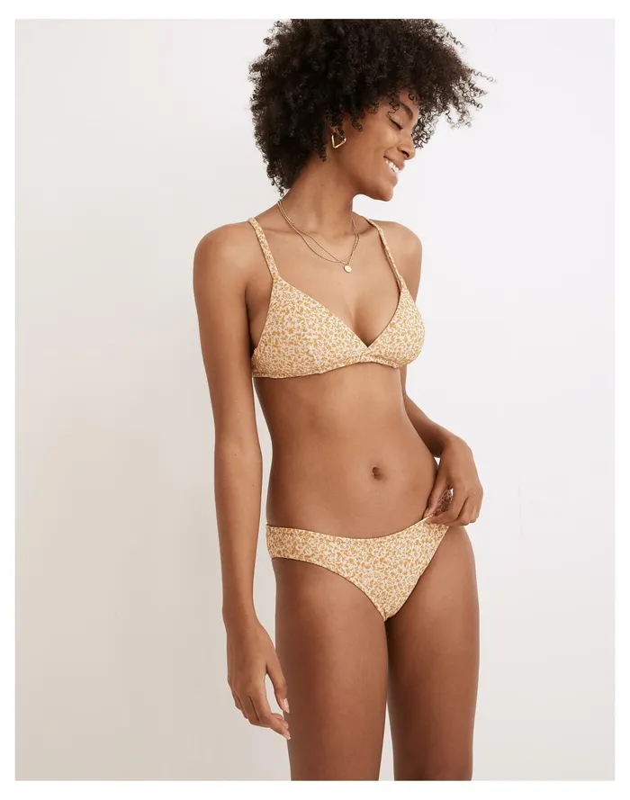 Women Second Wave Floral Jacquard Tie Back Bikini Top Lighthouse Madewell Swim Women Second Wave Floral Jacquard Tie Back Bikini Top Lighthouse Madewell Swim
