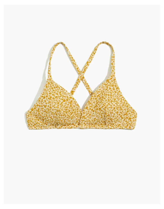 Women Second Wave Floral Jacquard Tie Back Bikini Top Lighthouse Madewell Swim Women Second Wave Floral Jacquard Tie Back Bikini Top Lighthouse Madewell Swim