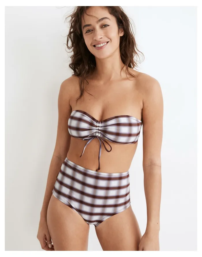 Women Second Wave Retro High Waisted Bikini Bottom In Peralta Plaid Pair Plaid Stained Mahogany Madewell Swim Women Second Wave Retro High Waisted Bikini Bottom In Peralta Plaid Pair Plaid Stained Mahogany Madewell Swim