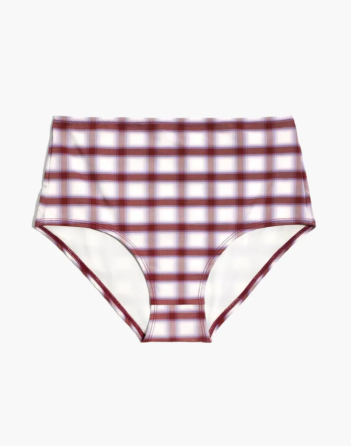 Women Second Wave Retro High Waisted Bikini Bottom In Peralta Plaid Pair Plaid Stained Mahogany Madewell Swim Women Second Wave Retro High Waisted Bikini Bottom In Peralta Plaid Pair Plaid Stained Mahogany Madewell Swim