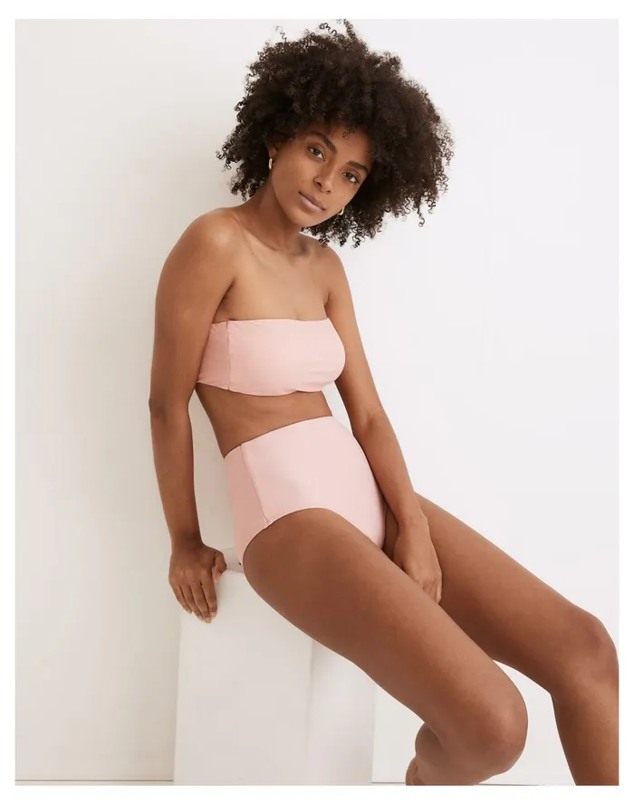 Women Second Wave Retro High Waisted Bikini Bottom Pink Icing Madewell Swim Women Second Wave Retro High Waisted Bikini Bottom Pink Icing Madewell Swim