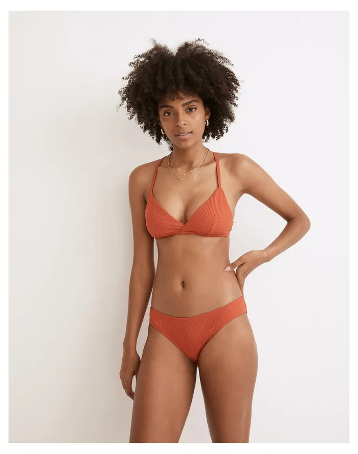 Women Second Wave Ribbed Classic Bikini Bottom Fresh Chili Madewell Swim