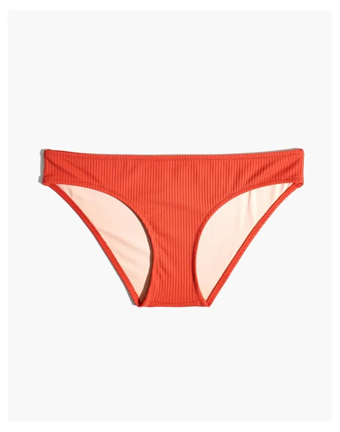 Women Second Wave Ribbed Classic Bikini Bottom Fresh Chili Madewell Swim Women Second Wave Ribbed Classic Bikini Bottom Fresh Chili Madewell Swim