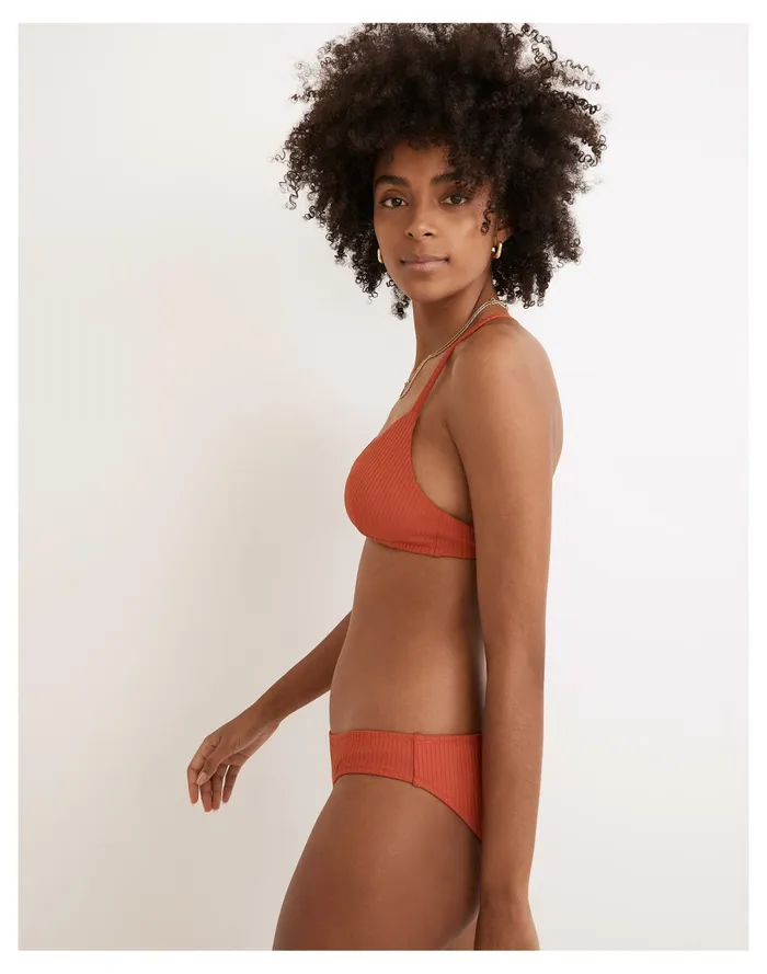Women Second Wave Ribbed Tie Back Bikini Top Fresh Chili Madewell Swim Women Second Wave Ribbed Tie Back Bikini Top Fresh Chili Madewell Swim