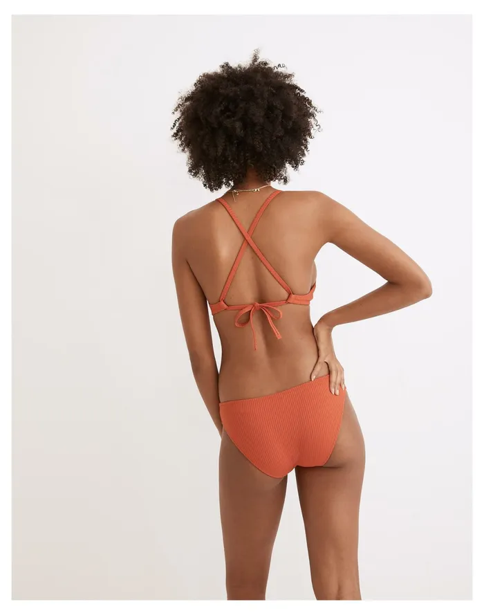 Women Second Wave Ribbed Tie Back Bikini Top Fresh Chili Madewell Swim Women Second Wave Ribbed Tie Back Bikini Top Fresh Chili Madewell Swim