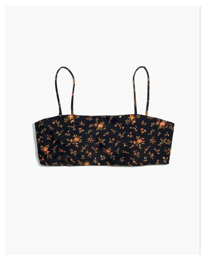 Women Second Wave Spaghetti Strap Bandeau Bikini Top In Fresh Sprigs True Black Madewell Swim Women Second Wave Spaghetti Strap Bandeau Bikini Top In Fresh Sprigs True Black Madewell Swim