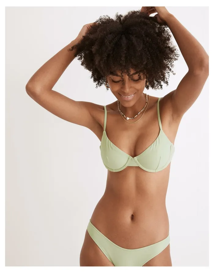 Women Second Wave Underwire Bikini Top Sunfaded Mint Madewell Swim