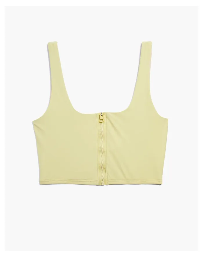 Women Second Wave Zip Up Longline Bikini Top Crisp Pear Madewell Swim Women Second Wave Zip Up Longline Bikini Top Crisp Pear Madewell Swim