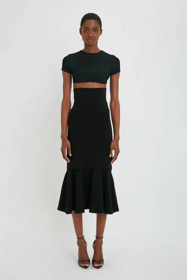 Women Shirts and Tops Victoria Beckham Cropped Short Sleeve Top In Black