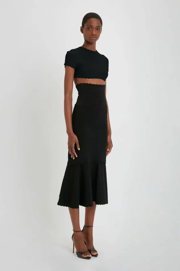 Women Shirts and Tops Victoria Beckham Cropped Short Sleeve Top In Black