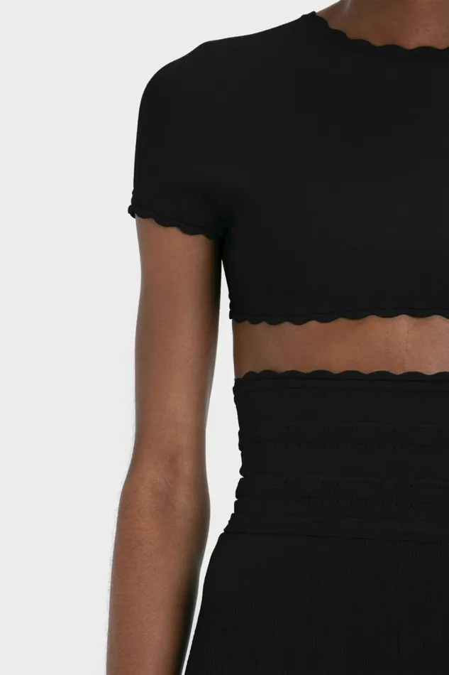Women Shirts and Tops Victoria Beckham Cropped Short Sleeve Top In Black