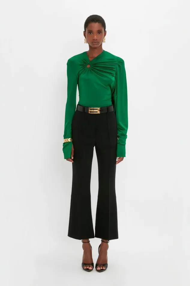 Women Shirts and Tops Victoria Beckham Gathered Detail Top In Emerald