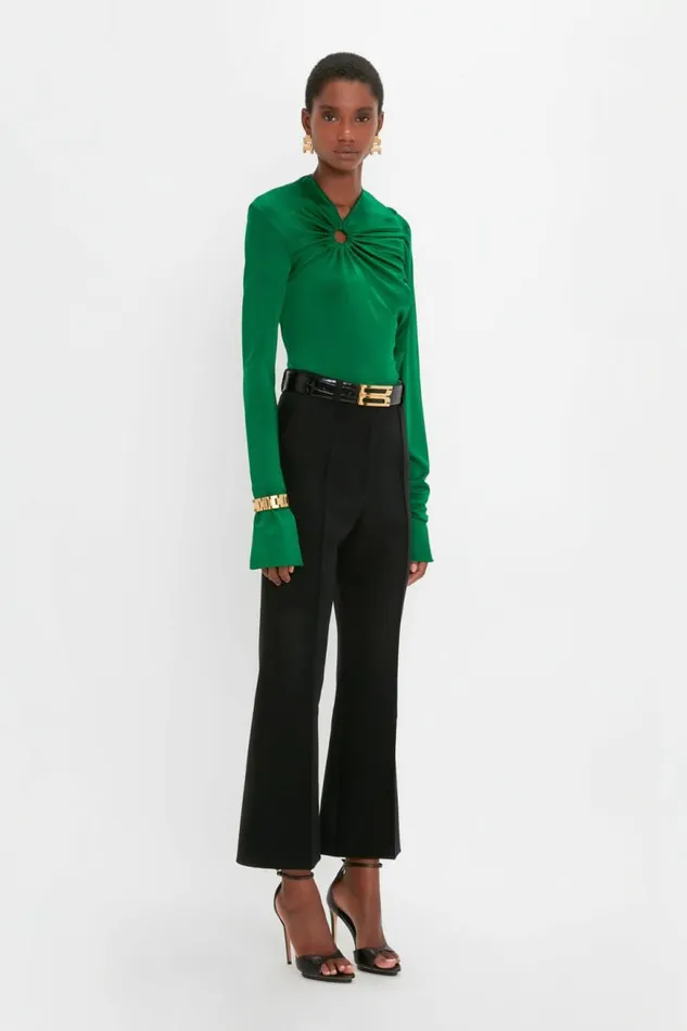 Women Shirts and Tops Victoria Beckham Gathered Detail Top In Emerald