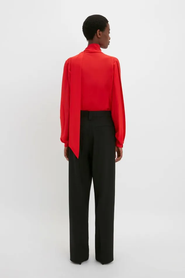 Women Shirts and Tops Victoria Beckham Scarf Neck Blouse In Bright Red