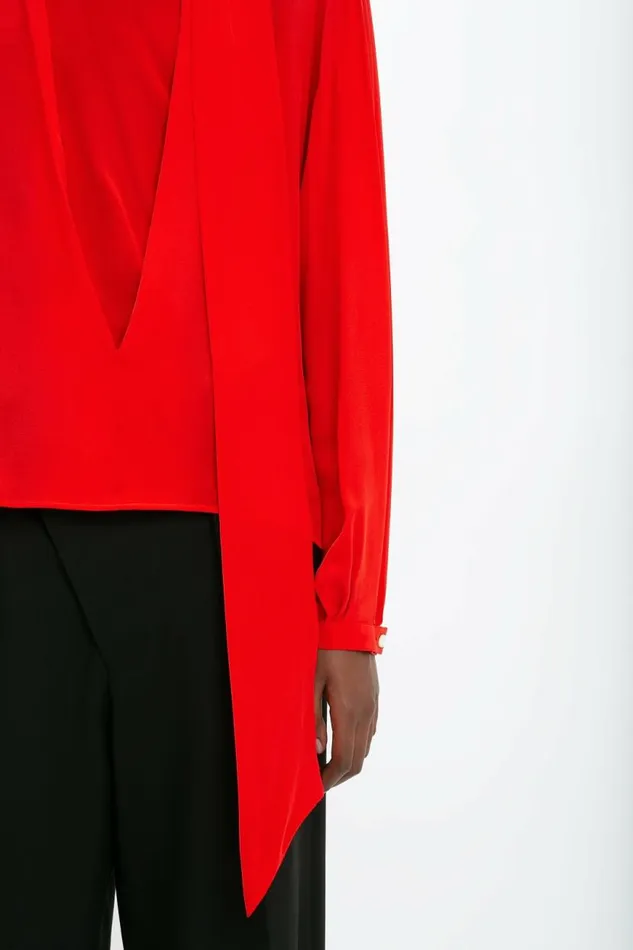 Women Shirts and Tops Victoria Beckham Scarf Neck Blouse In Bright Red