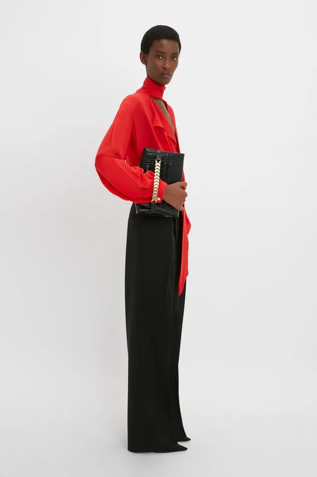 Women Shirts and Tops Victoria Beckham Scarf Neck Blouse In Bright Red