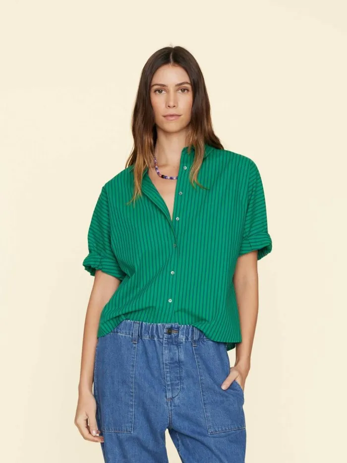 Women Shirts Xirena Pine Blue Teddy Shirt
